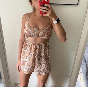 Top shop snakeskin romper with cut out